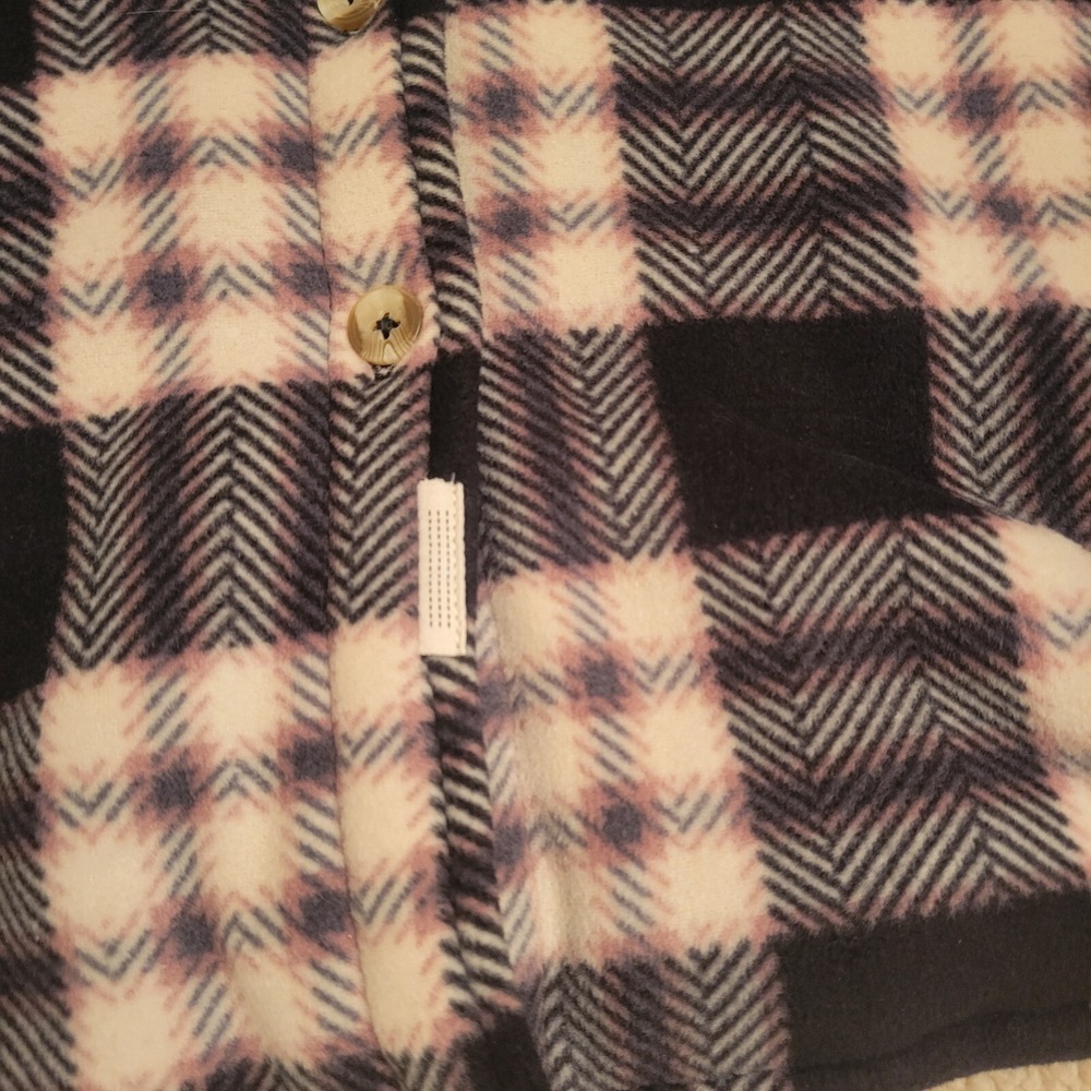 Soho Threads Womens XL Plaid Sherpa Lined Fleece Shirt Jacket Shacket Navy Pink - Picture 14 of 16